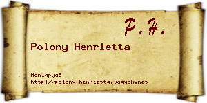 Polony Henrietta névjegykártya